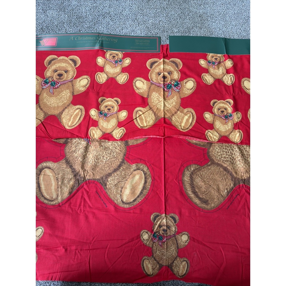 Wamsutta Hallmark Cotton Fabric - Christmas Teddy Bears Apoliques And Cut Out